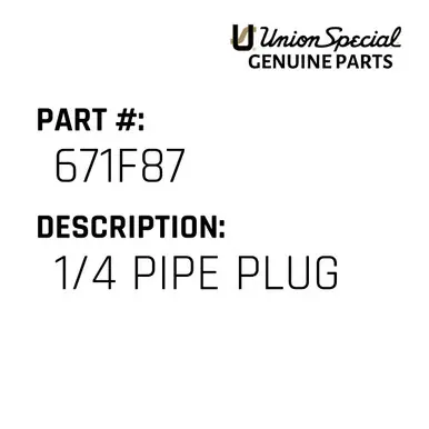 1/4 Pipe Plug - Union Special #671F87 Markdown
