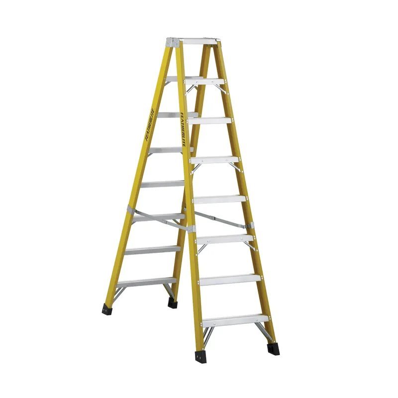 Featherlite® 6608 6600 Twin Front Extra-Heavy Duty Step Ladder, 8 ft H Ladder, 300 lb Load, ANSI Code: Type IA, Aluminum | Groves Industrial Deal