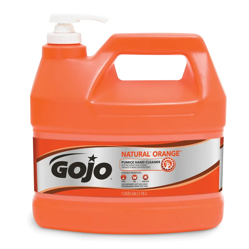 GOJO® 0955-04 NATURAL ORANGE™ Pumice Hand Cleaner, 1 gal Nominal, Pump Bottle Package, Liquid Form, Citrus Odor/Scent, White | Groves Industrial Next Day Delivery