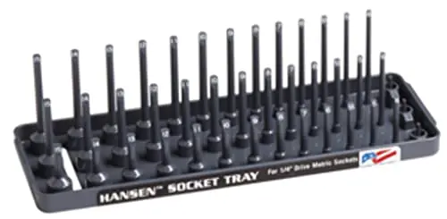 Certified Hanson Global 14023 1/4" Drive Metric 3 Row Socket Tray